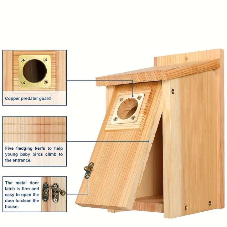 Cedar Wood Nesting House for Blue Jays, Swallows, and Small Birds - Fioriscas