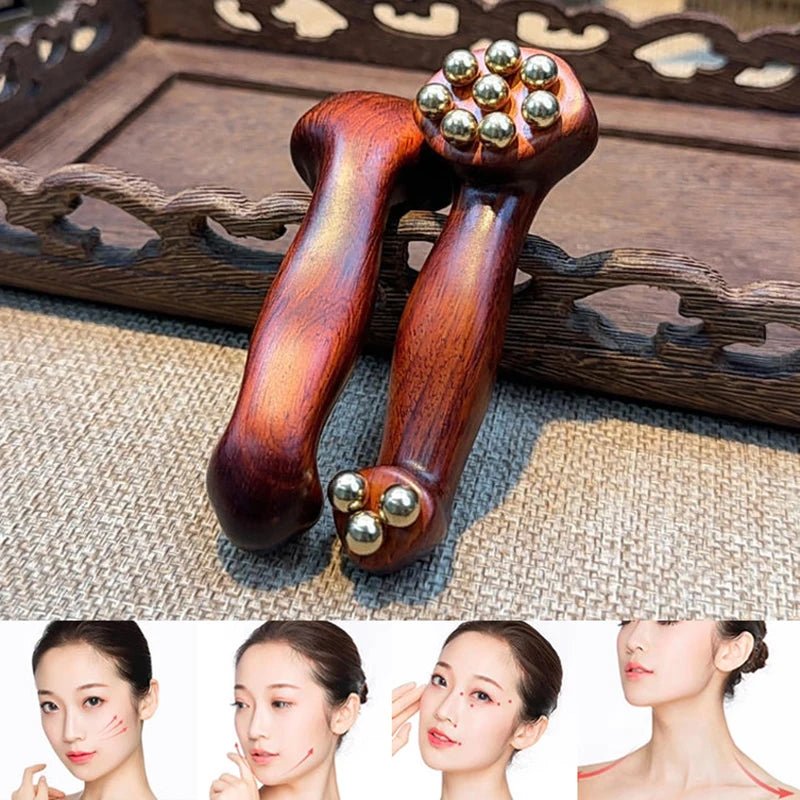Massaggiatore facciale Gua Sha in legno di sandalo per lifting - Fioriscas