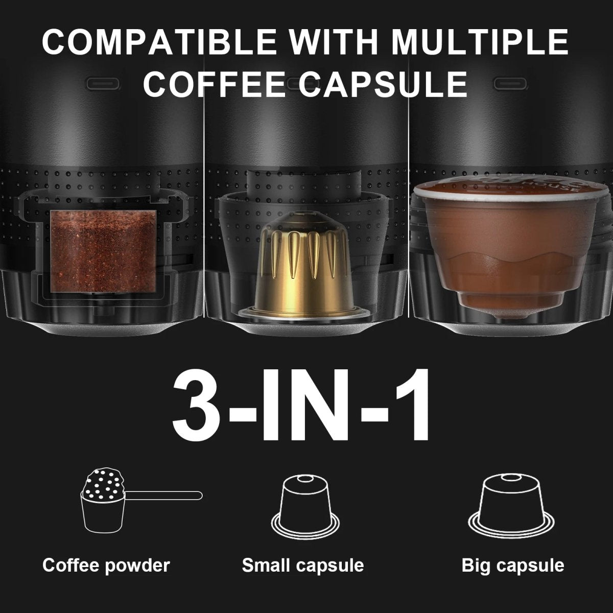 Portable 3-in-1 Espresso Machine with High-Pressure Extraction - Fioriscas