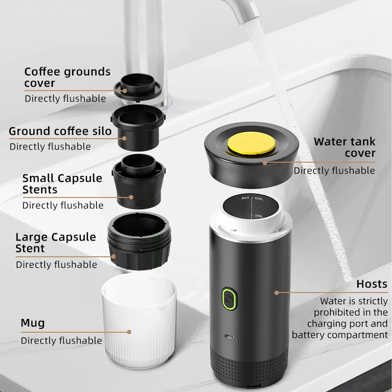 Portable 3-in-1 Espresso Machine with High-Pressure Extraction - Fioriscas