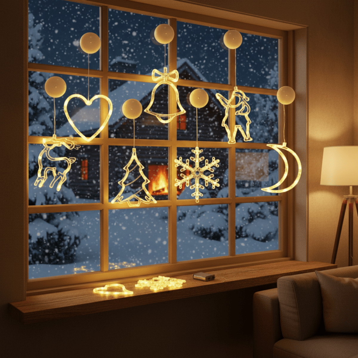 LED Christmas lights with suction cups for glass and mirrors - Fioriscas