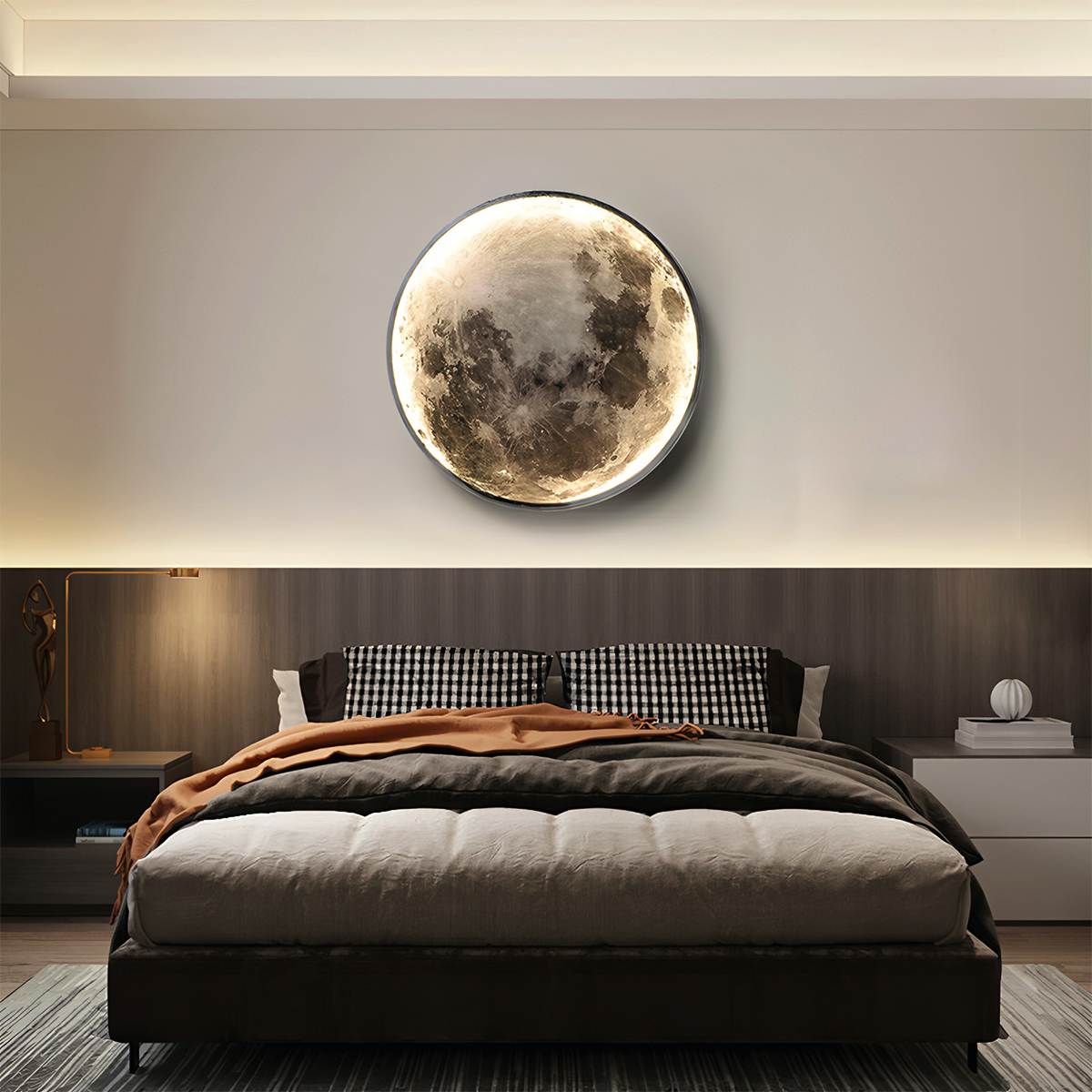 LunaPrint Moon Surface Wall Lamp Black Aluminum Frame