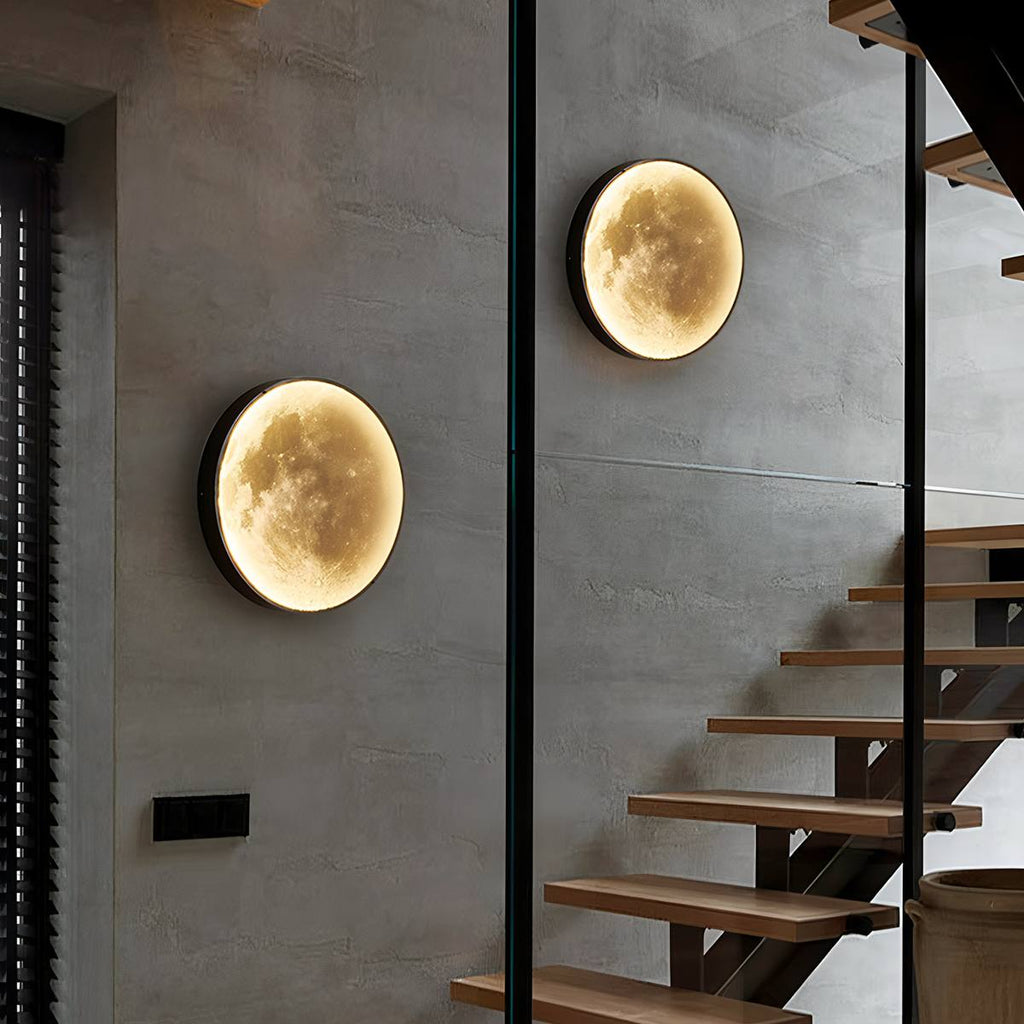 LunaPrint Moon Surface Wall Lamp Black Aluminum Frame