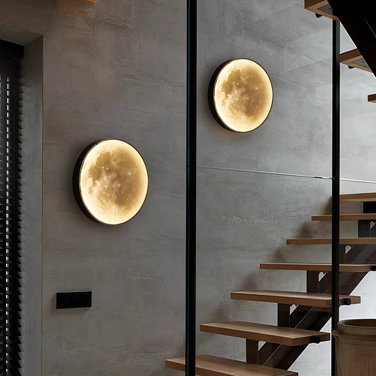 LunaPrint Moon Surface Wall Lamp Black Aluminum Frame