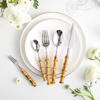 Bamboo & Stainless Steel Flatware Set, Eco-Friendly Dining Cutlery