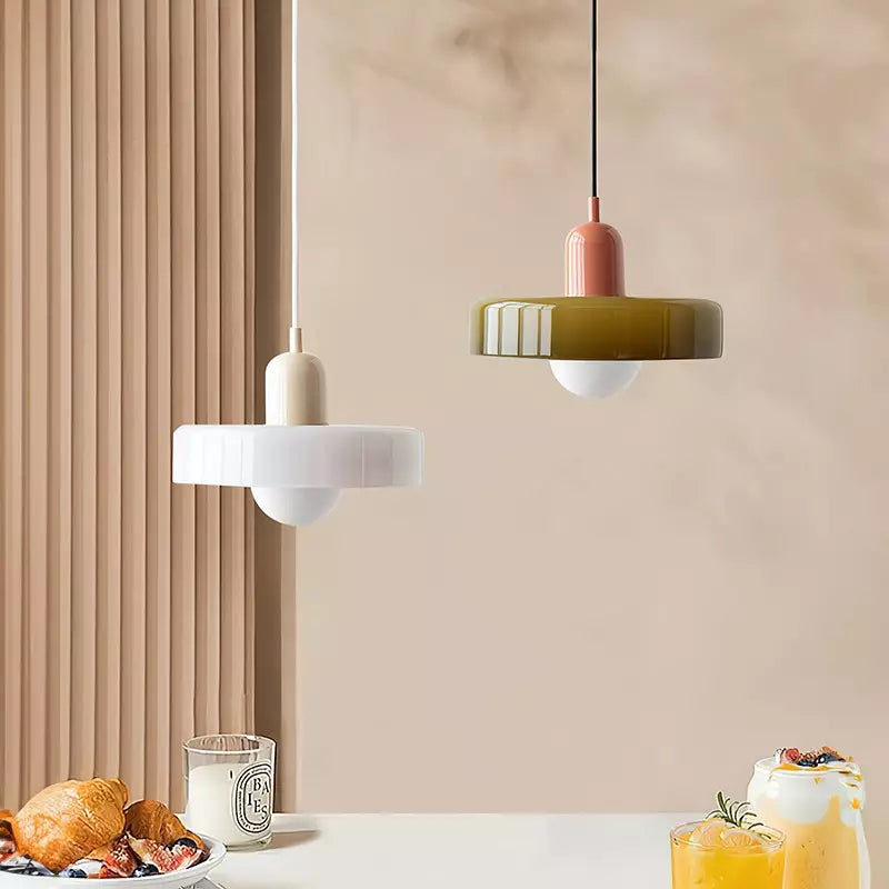 Liora Bauhaus üveg függőlámpa, állítható magassággal, hatféle színű lámpatesttel