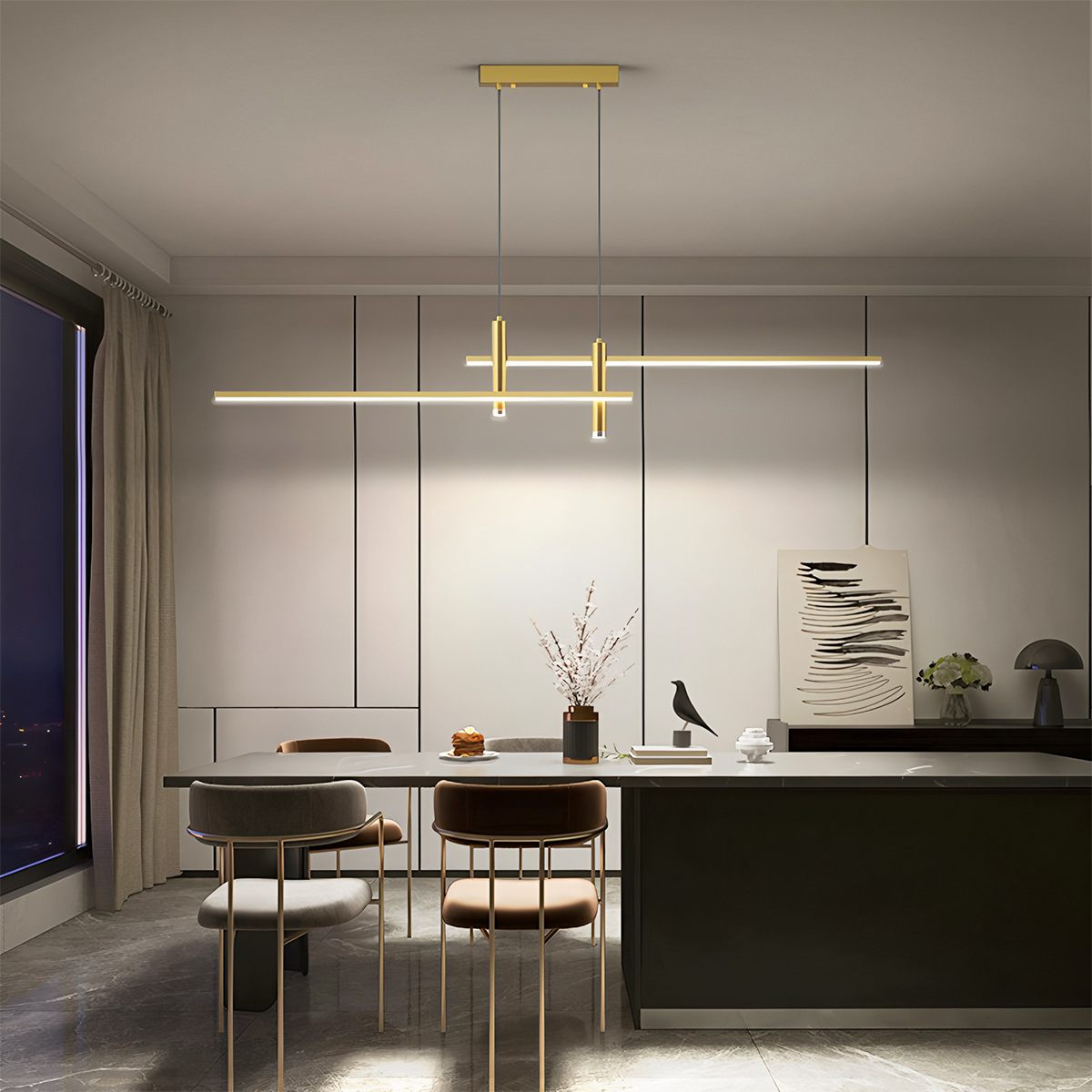 Lampada a sospensione LumiWeave Halo con illuminazione orizzontale e verticale