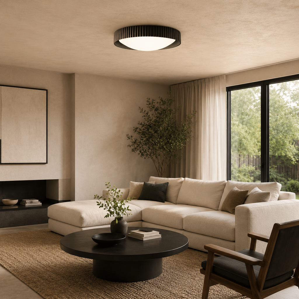 Ribbed Halo Circular LED Flush Mount Ceiling Light