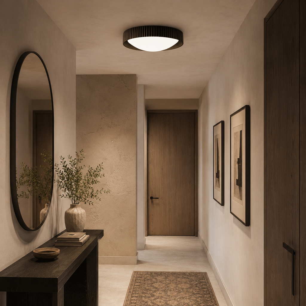 Ribbed Halo Circular LED Flush Mount Ceiling Light
