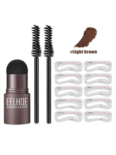 Kit de tampon et pochoir pour sourcils BrowCraft, pommade waterproof, 6 teintes