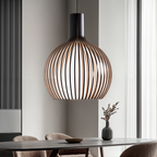 Nordhaven-bambuspendellampe med burdesign, justerbar ledning, 3 størrelser