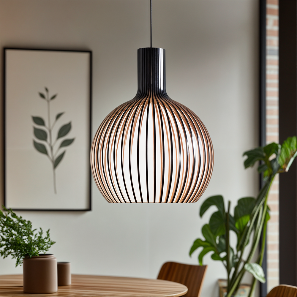Nordhaven-bambuspendellampe med burdesign, justerbar ledning, 3 størrelser
