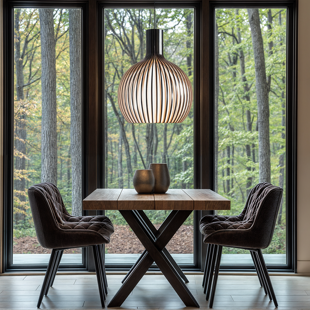 Nordhaven-bambuspendellampe med burdesign, justerbar ledning, 3 størrelser