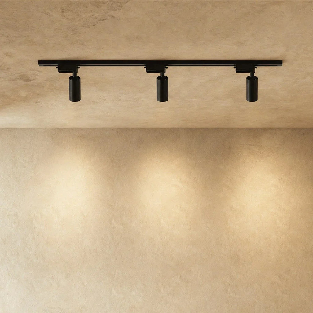 Slim Black Track Lighting With Adjustable Cylinder Heads For Accent And Task Lighting