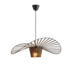 Aurelin Woven-Hat Ceiling Pendant Light, Matte Black, Brown & White