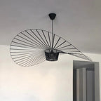 Aurelin Woven-Hat Ceiling Pendant Light, Matte Black, Brown & White
