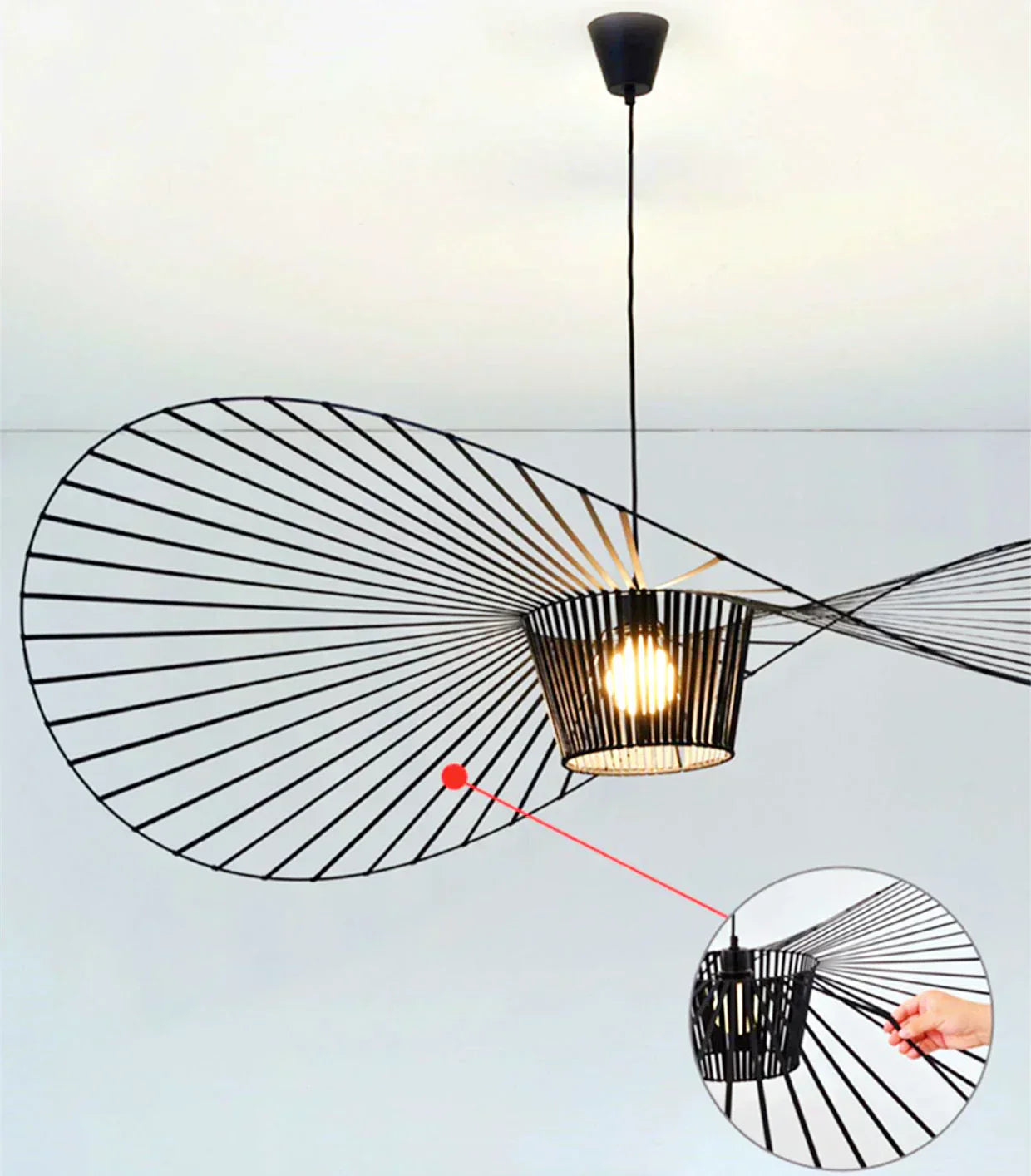 AureaShade Hat-Shade Pendant Light, Black, Brown & White, 5 Sizes