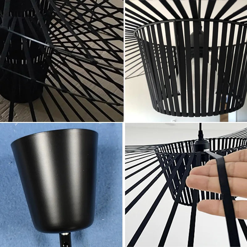 AureaShade Hat-Shade Pendant Light, Black, Brown & White, 5 Sizes