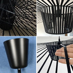 Aurelin Woven-Hat Ceiling Pendant Light, Matte Black, Brown & White