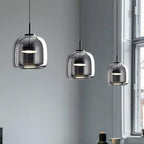 Lampada a sospensione nordica nera in vetro con più lampade per isole da cucina