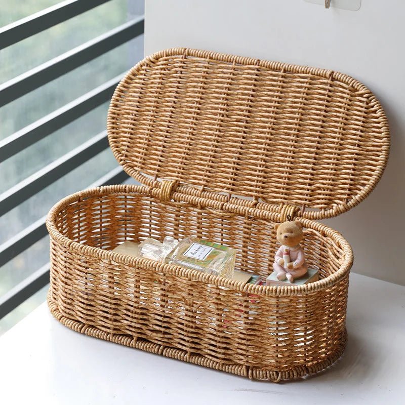 Pletený boho úložný koš pro stylovou organizaci - Fioriscas