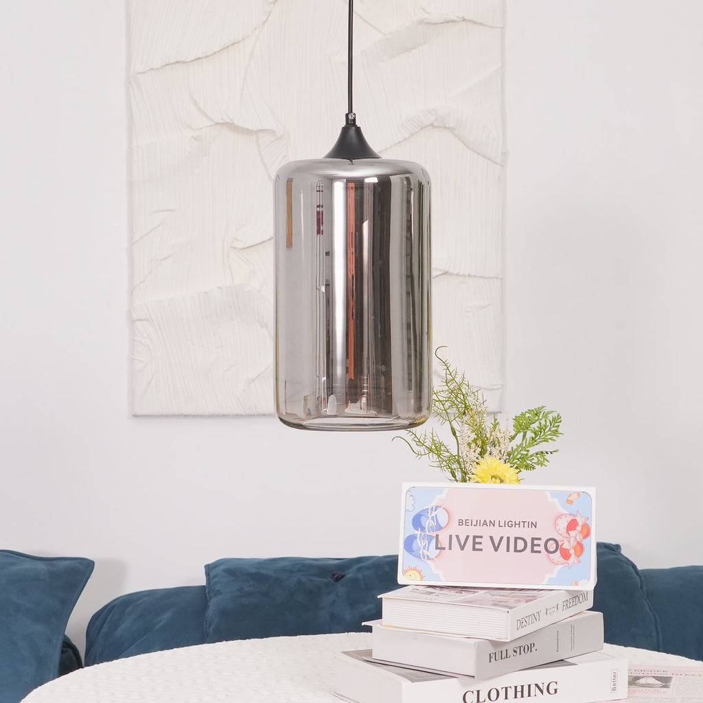 June minimalistische fles glazen hanglamp smoke grijs | Fioriscas