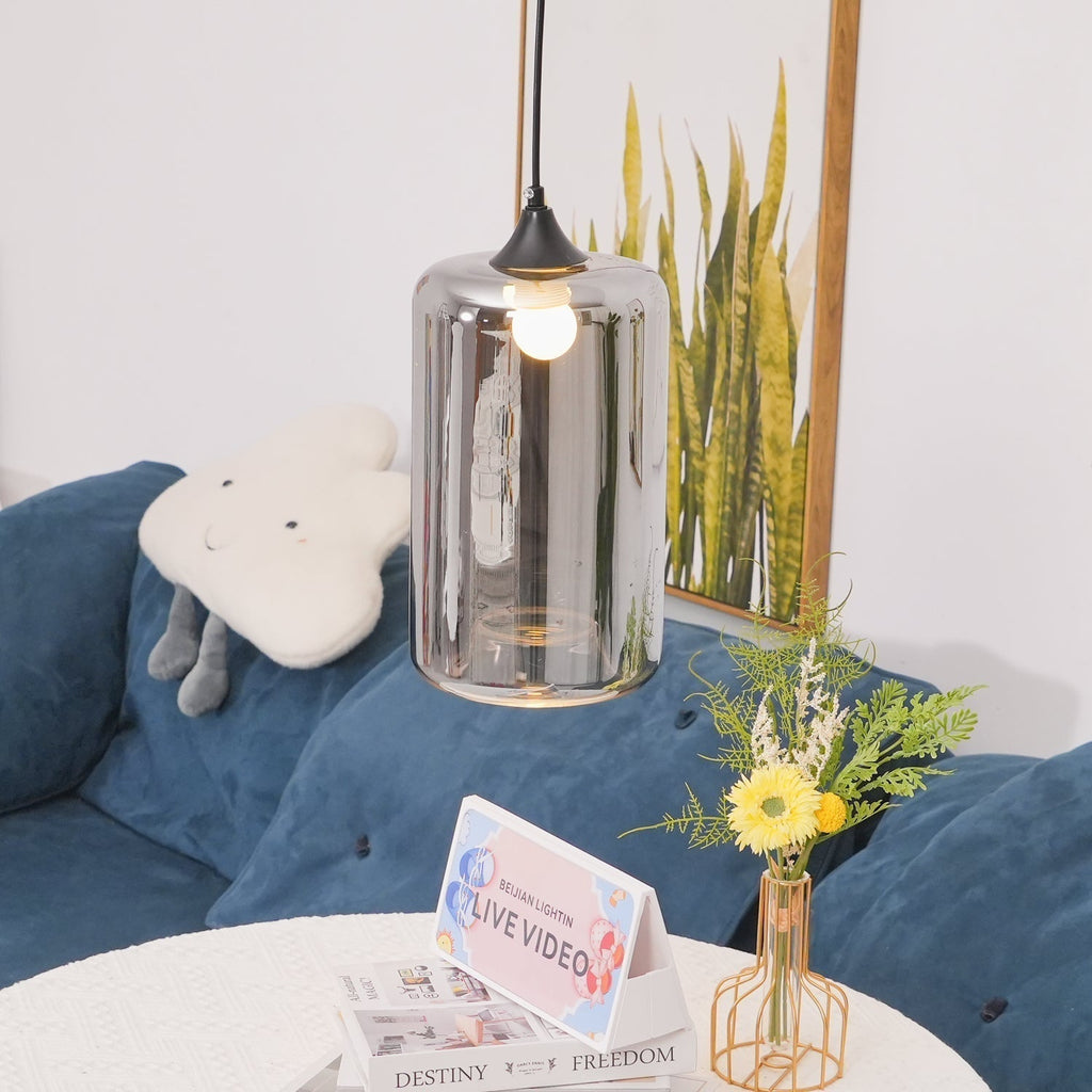 June minimalistische fles glazen hanglamp smoke grijs | Fioriscas