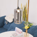 June minimalistische fles glazen hanglamp smoke grijs | Fioriscas