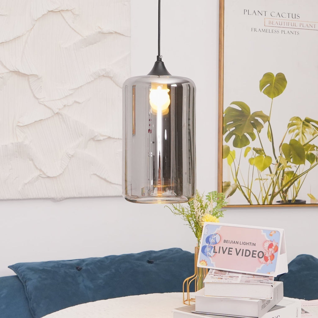 June minimalistische fles glazen hanglamp smoke grijs | Fioriscas