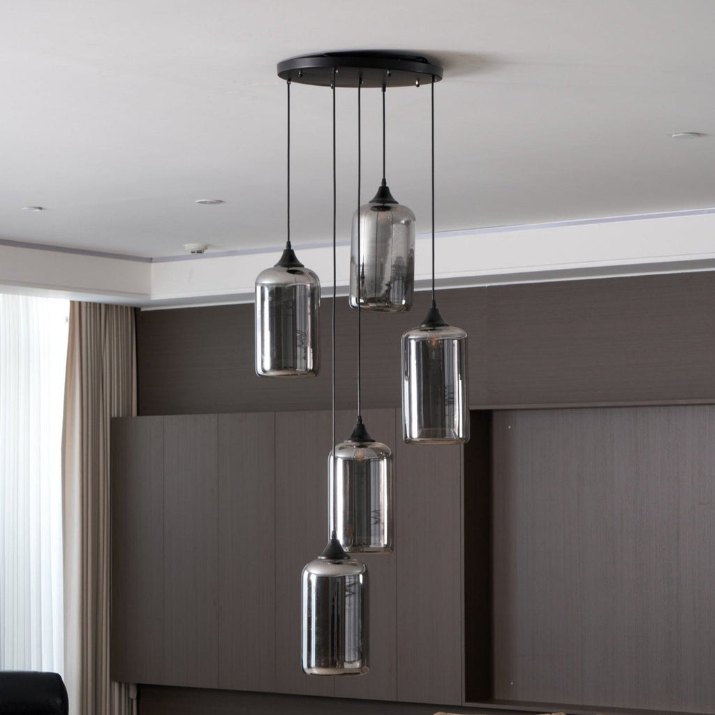June minimalistische fles glazen hanglamp smoke grijs | Fioriscas