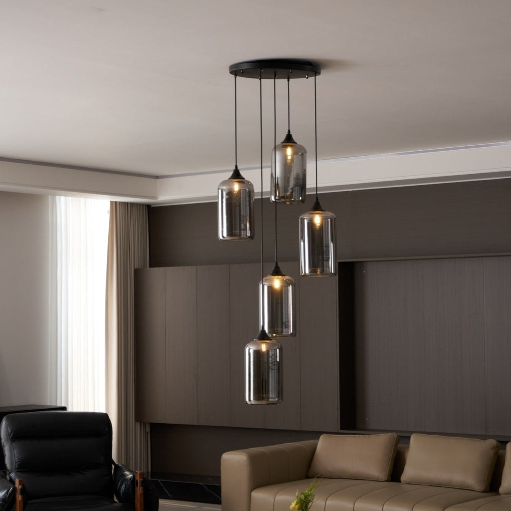 June minimalistische fles glazen hanglamp smoke grijs | Fioriscas