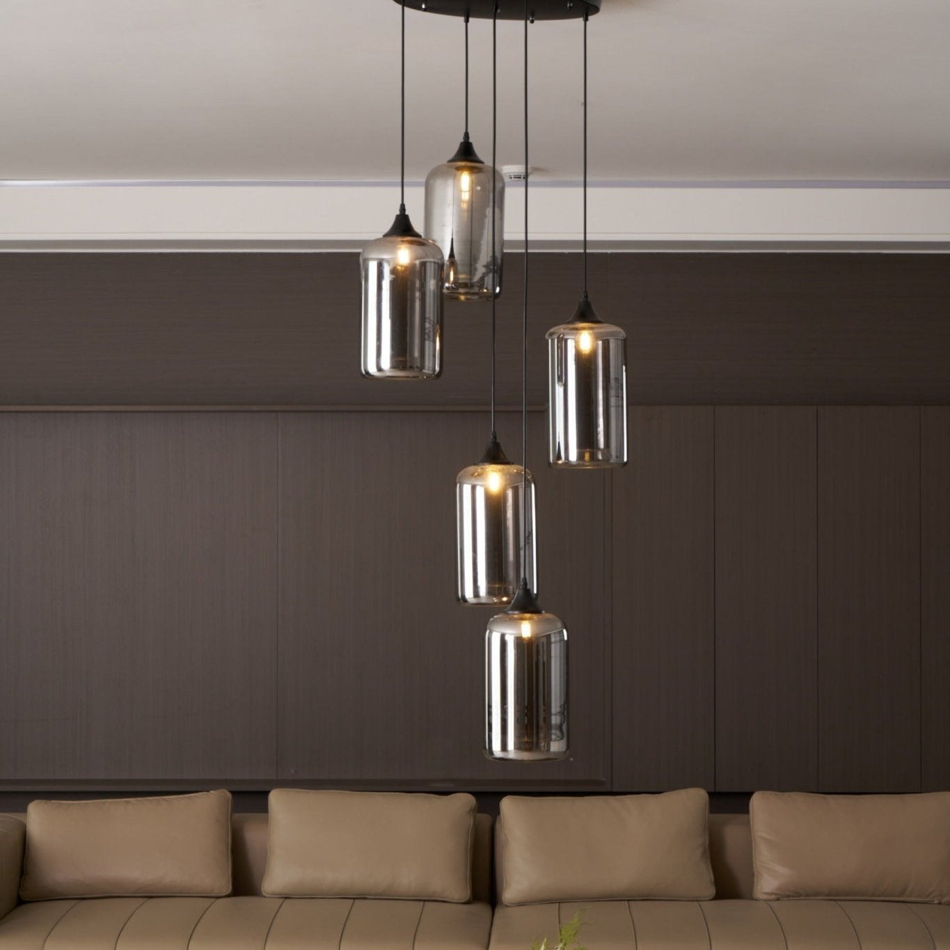 June minimalistische fles glazen hanglamp smoke grijs | Fioriscas