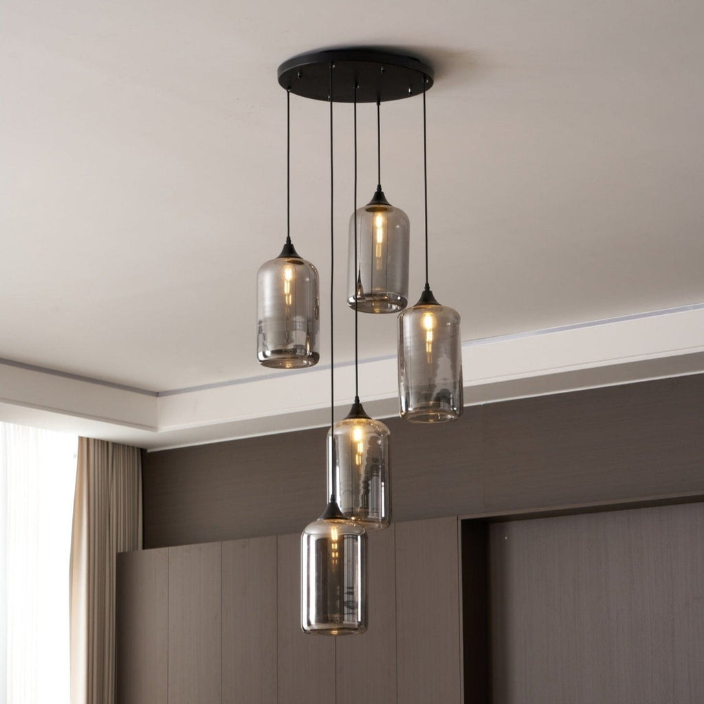 June minimalistische fles glazen hanglamp smoke grijs | Fioriscas