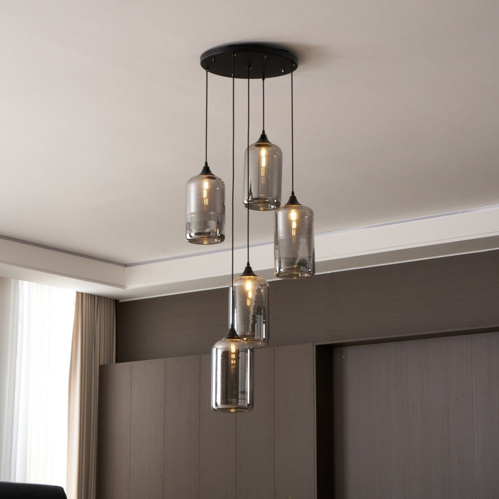 June minimalistische fles glazen hanglamp smoke grijs | Fioriscas