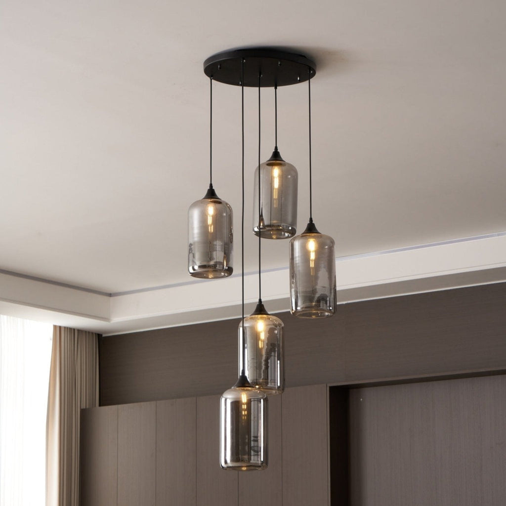 June minimalistische fles glazen hanglamp smoke grijs | Fioriscas