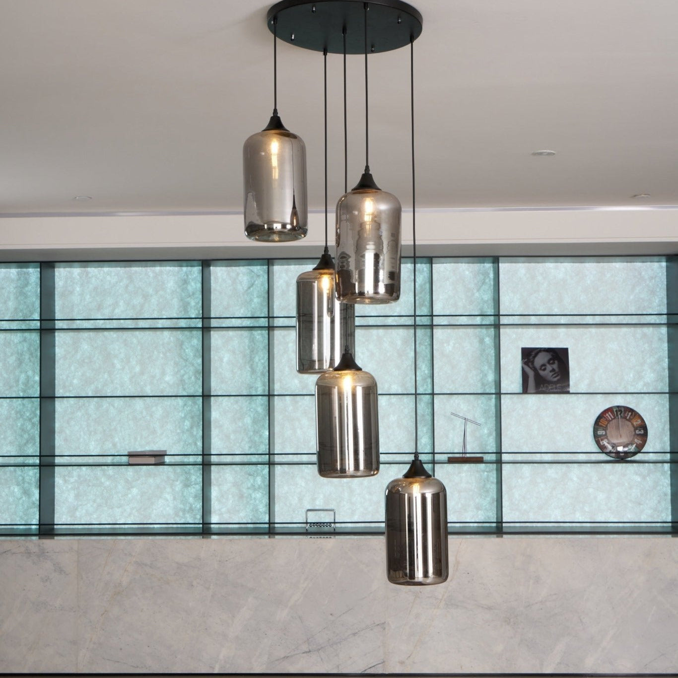 June minimalistische fles glazen hanglamp smoke grijs | Fioriscas
