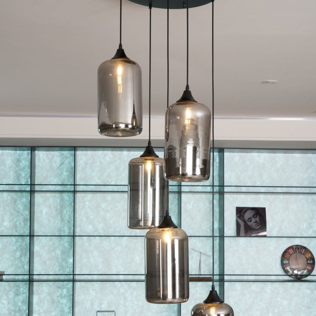 June minimalistische fles glazen hanglamp smoke grijs | Fioriscas