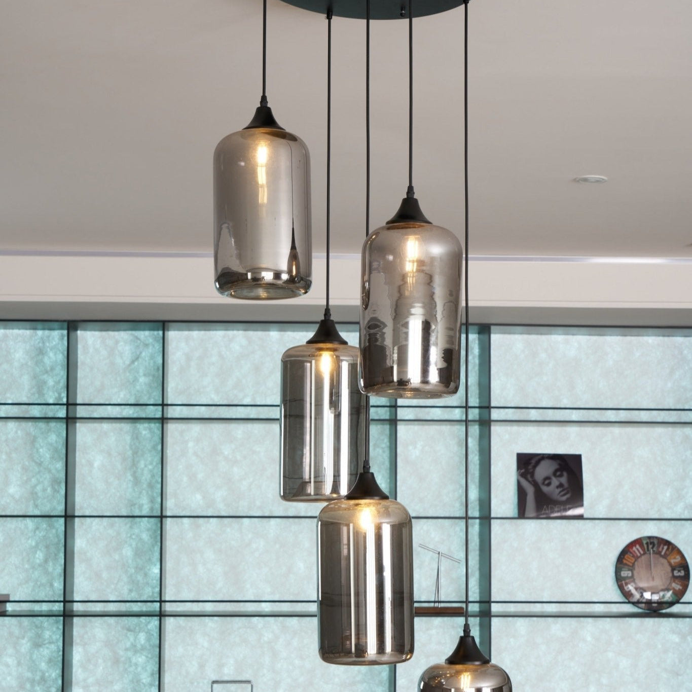 June minimalistische fles glazen hanglamp smoke grijs | Fioriscas