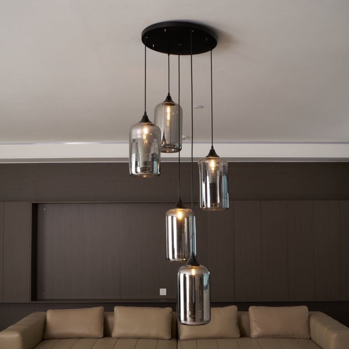 June minimalistische fles glazen hanglamp smoke grijs | Fioriscas
