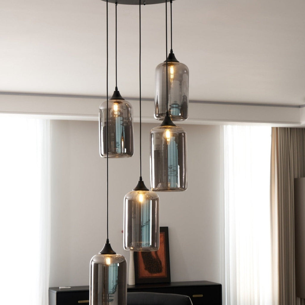 June minimalistische fles glazen hanglamp smoke grijs | Fioriscas