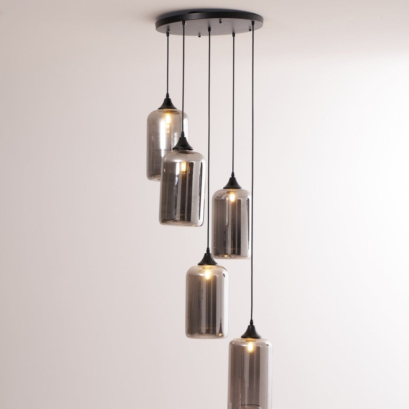 June minimalistische fles glazen hanglamp smoke grijs | Fioriscas