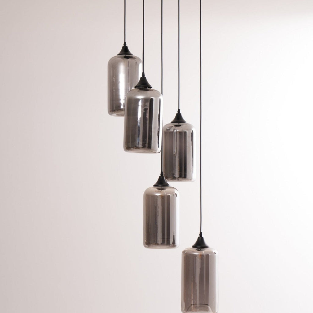 June minimalistische fles glazen hanglamp smoke grijs | Fioriscas