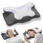 SomniCurve Kühlender Bezug Memory-Foam-Nackenkissen mit Kontur und zwei Höhen