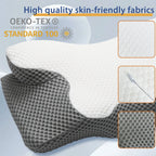SomniCurve Kühlender Bezug Memory-Foam-Nackenkissen mit Kontur und zwei Höhen