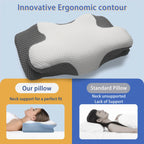 SomniCurve Kühlender Bezug Memory-Foam-Nackenkissen mit Kontur und zwei Höhen