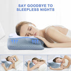 SomniCurve Kühlender Bezug Memory-Foam-Nackenkissen mit Kontur und zwei Höhen