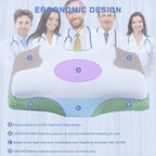 SomniCurve Kühlender Bezug Memory-Foam-Nackenkissen mit Kontur und zwei Höhen