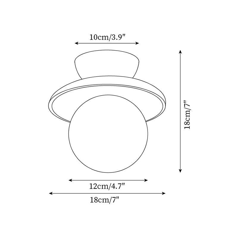 Loftlampe Globus Opalglas Moderne Messing Valnød Accents Flush Mount | Fioriscas