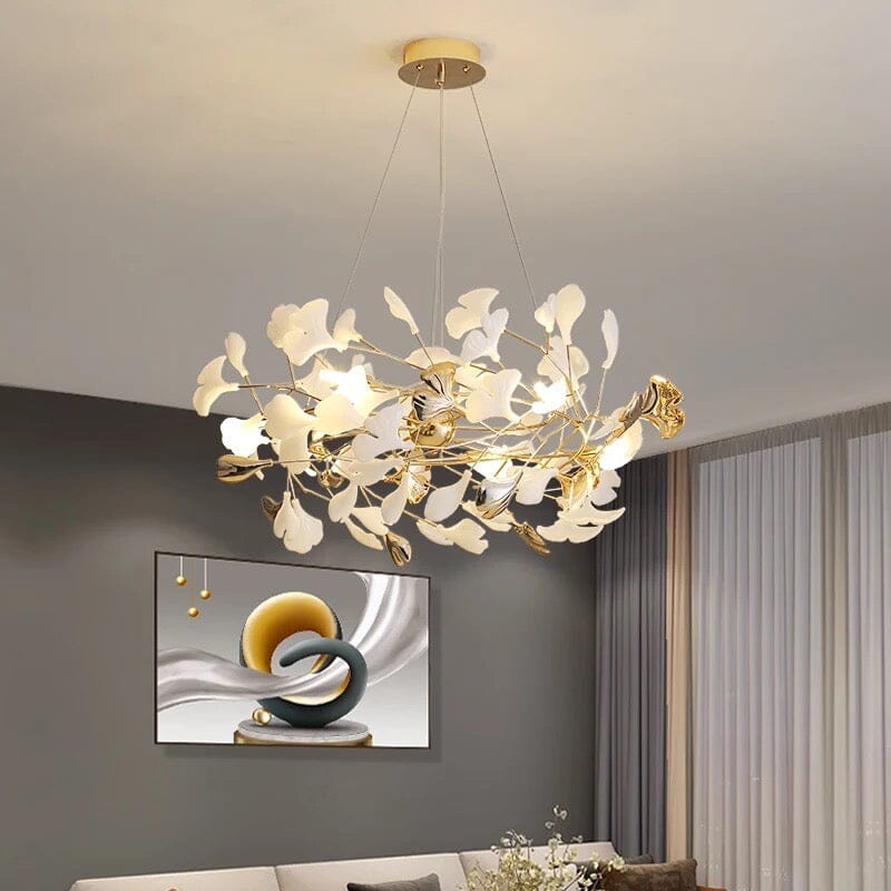 Ceramic Petal Chandelier, LumaPetal Design With Dimmable LED Glow