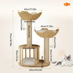 Three-level plush cat tree with sturdy sisal scratching posts - Fioriscas